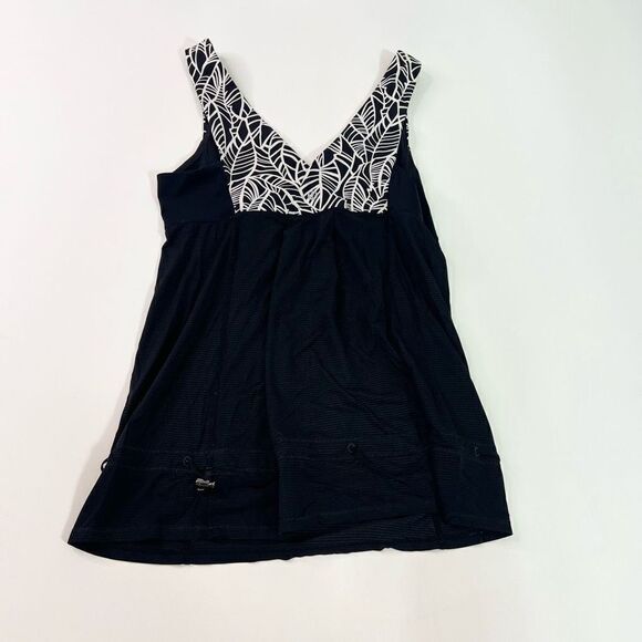 Lululemon Tank Top Women's 8 Black White Hustle And Bustle Athletic Cinch Hem - Picture 8 of 10